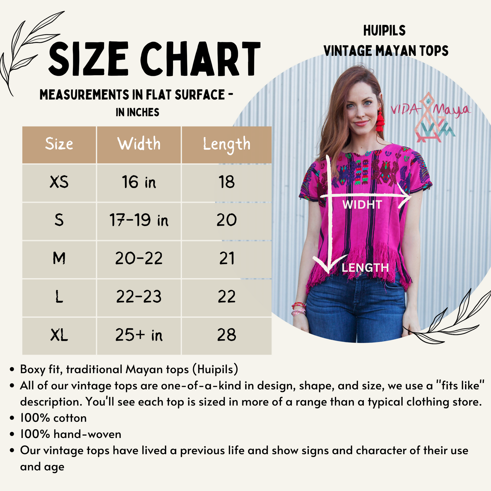 Huipil Size Chart  - Tesoros Maya (1)