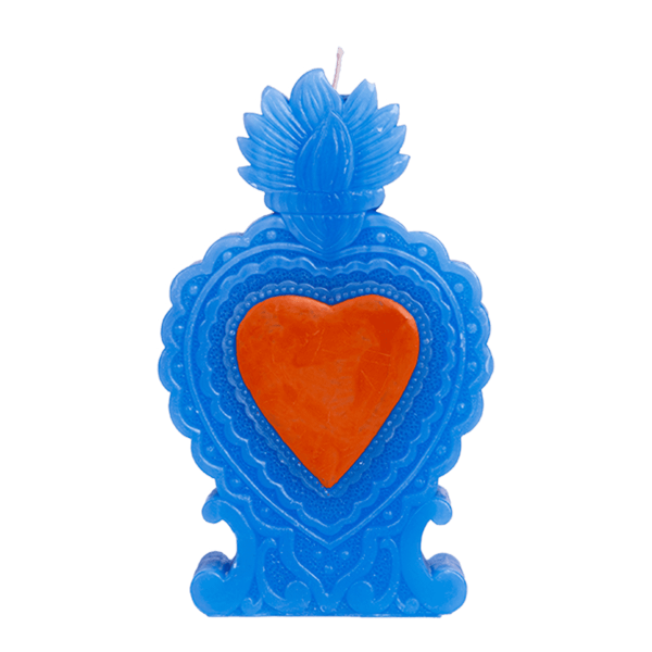 Candle Milagro Heart blue