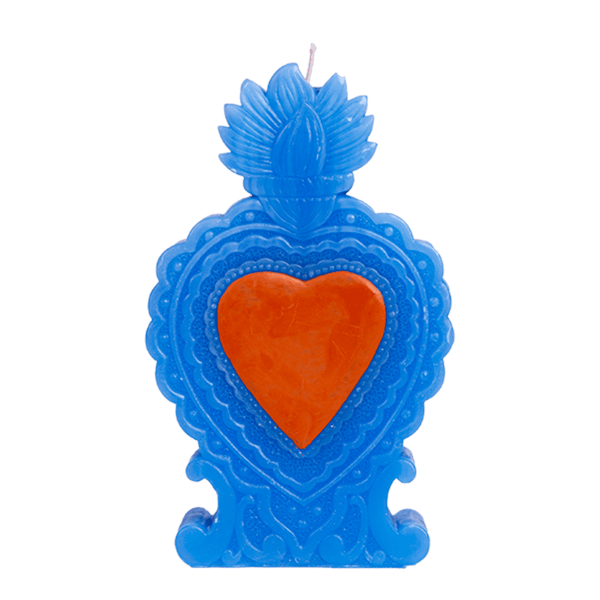 Candle Milagro Heart blue - Las Ofrendas 