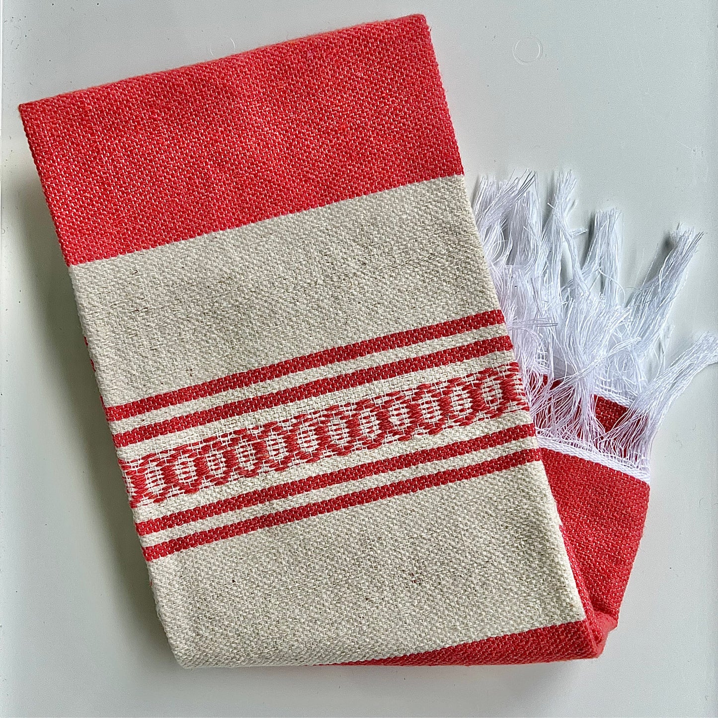 Stripe Tea Towel Red ( Oaxaca - 100 % woven cotton )