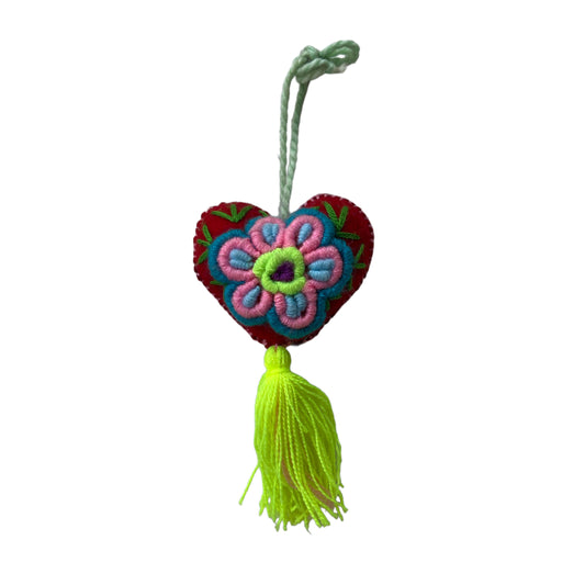 ASSORTED COLORS  Heart Ornament Woven - Las Ofrendas 