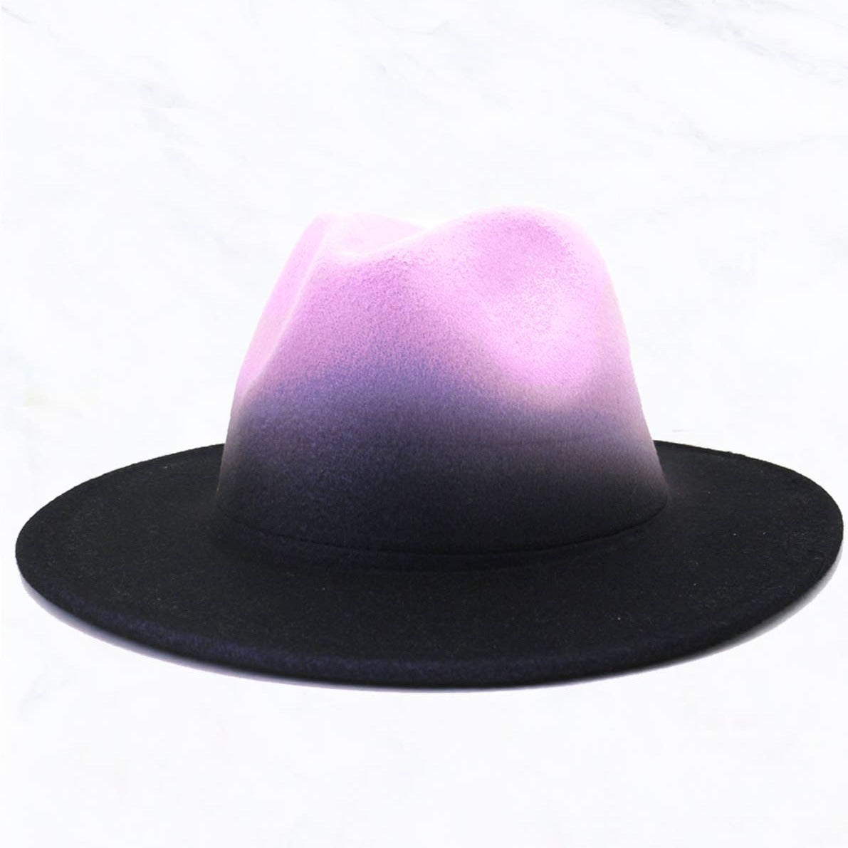 Lavender Spray Painted Flat Big Brimmed Jazz Hat