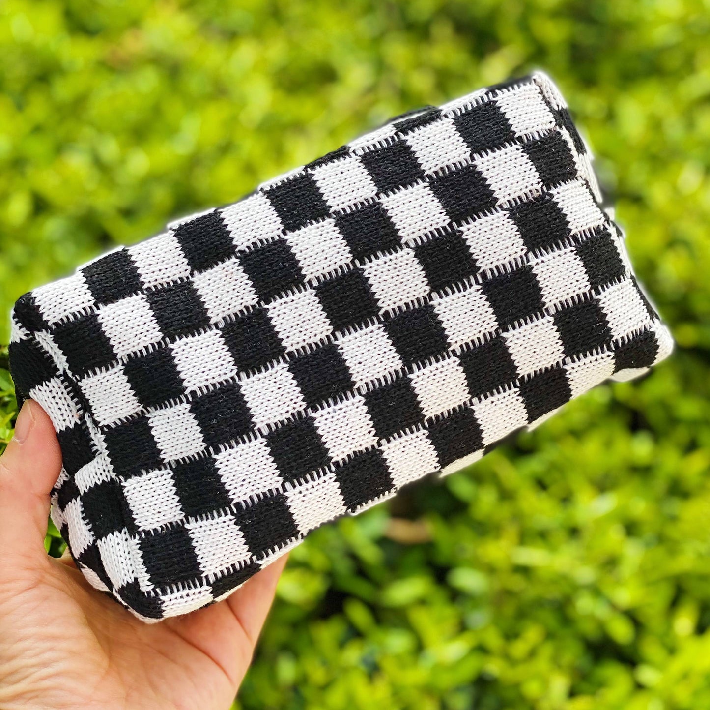 Black & White Check Yourself Cosmetic Bag