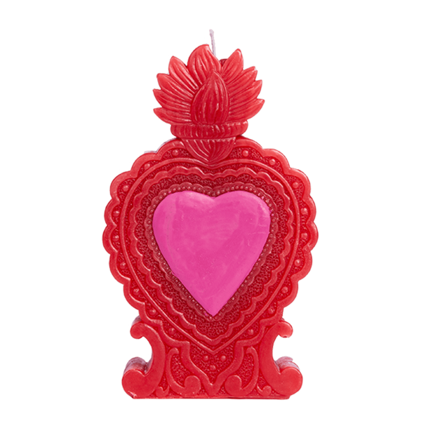 Candle Milagro Heart red