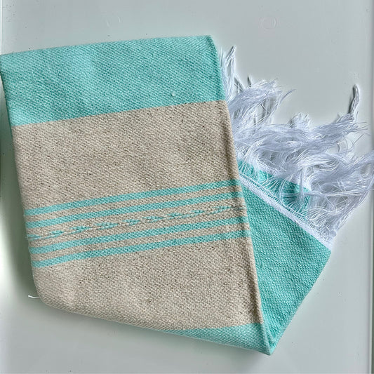 Stripe Tea Towel Mint ( Oaxaca - 100 % woven cotton ) - Las Ofrendas 