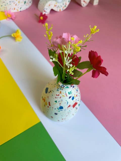 White Terrazzo Bud Vase | Confetti Bud Vase | Bunny Tails Vase