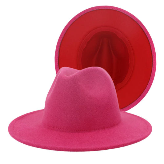 Pink & Red Women Double-Sided Color Matching Jazz Hat