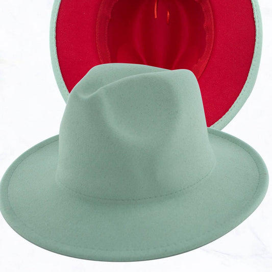 Mint & Red Women Double-Sided Color Matching Jazz Hat