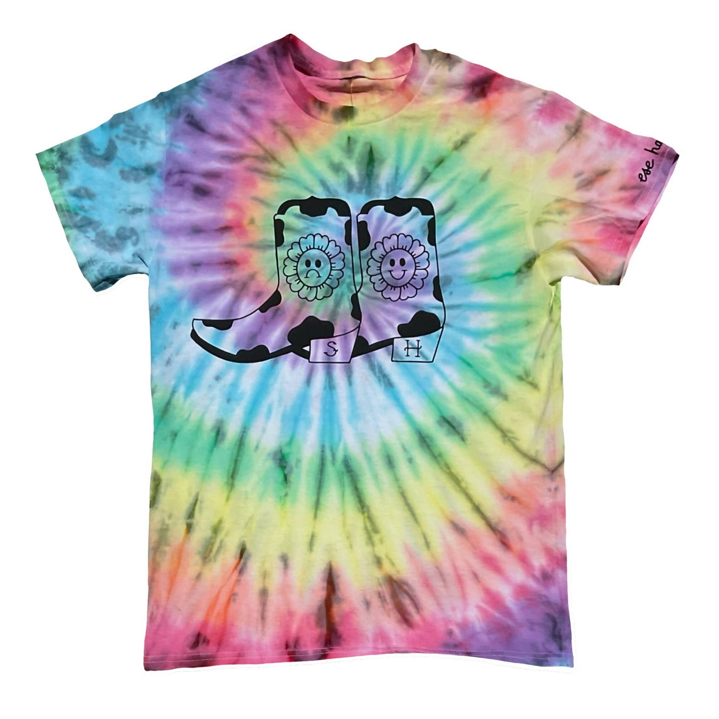 Rainbow Tie Dye Shirt with Boots