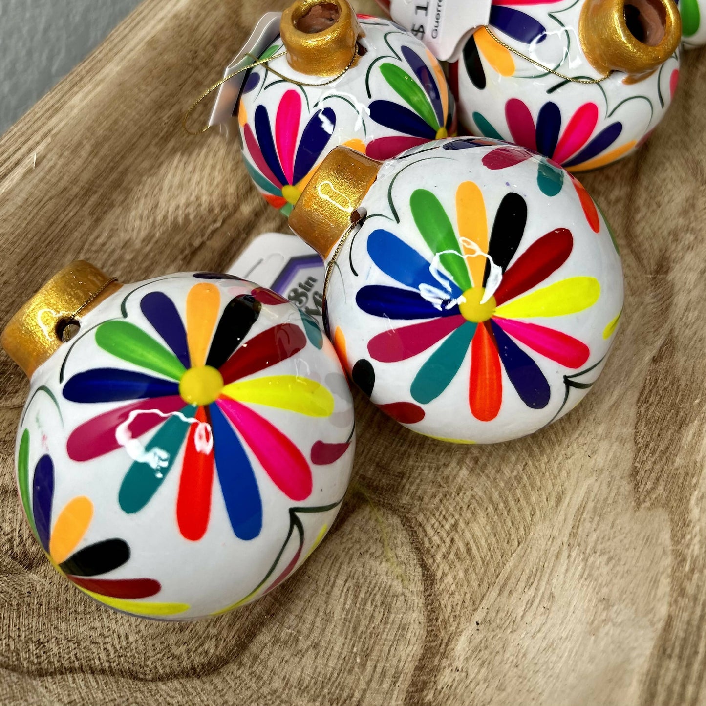 FLORAL BURST MEXICAN CLAY ORNAMENT